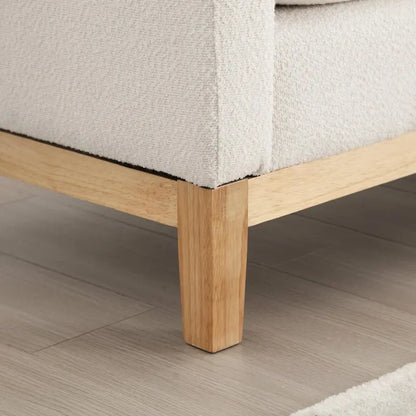 Elegant 53.5 Upholstered Ottoman Bench with Wood Legs & Bolster Pillows