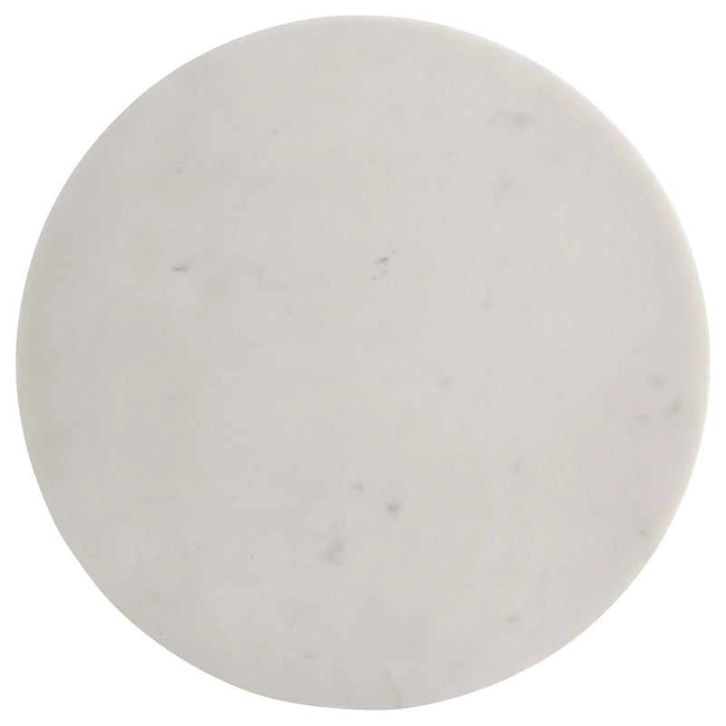 Drink Side Table, 11 Inch Round Marble, Spindle Pedestal Base, White, Gray