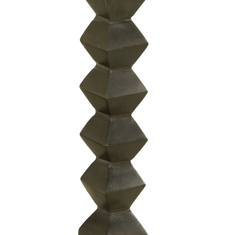Drink Side Table, 11 Inch Round Marble, Spindle Pedestal Base, White, Gray