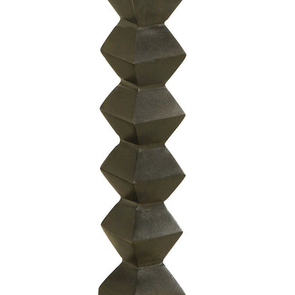 Drink Side Table, 11 Inch Round Marble, Spindle Pedestal Base, White, Gray