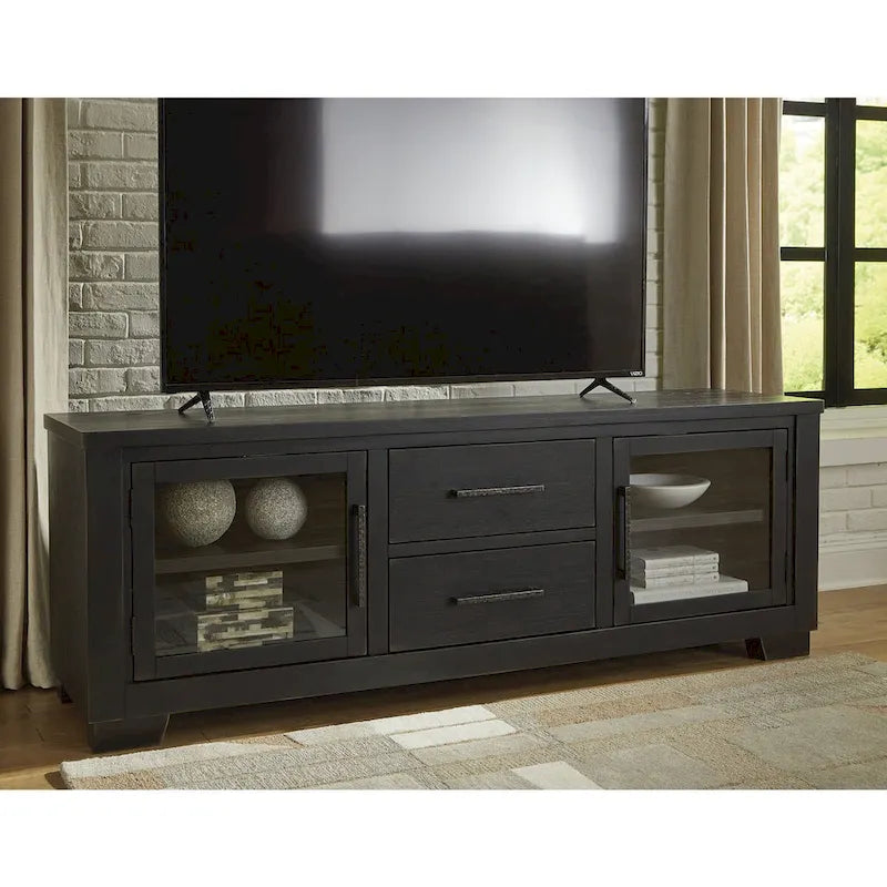 Signature Design by Ashley Galliden Black 80 TV Stand for TVs up to 92 - 79.5 W x 20 D x 28.13 H
