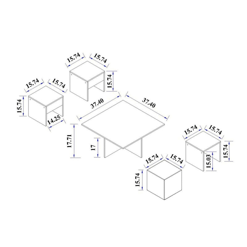Haley Mid-Century Modern Nested Coffee Table