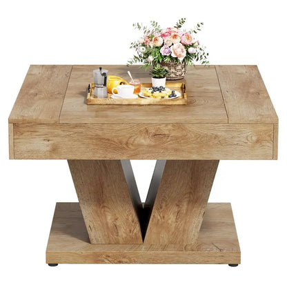 31.5 Inches Wood Coffee Table Square Center Cocktail Tea Table