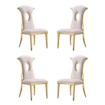 Luxury White Velvet Dining Chairs with Polished Gold Legs