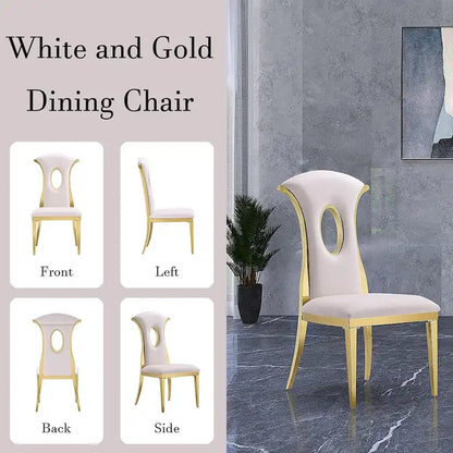Luxury White Velvet Dining Chairs with Polished Gold Legs