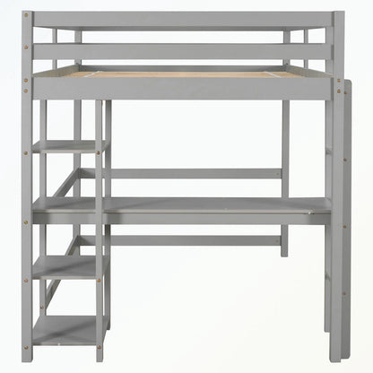 Full Loft Bed with Desk and Shelves