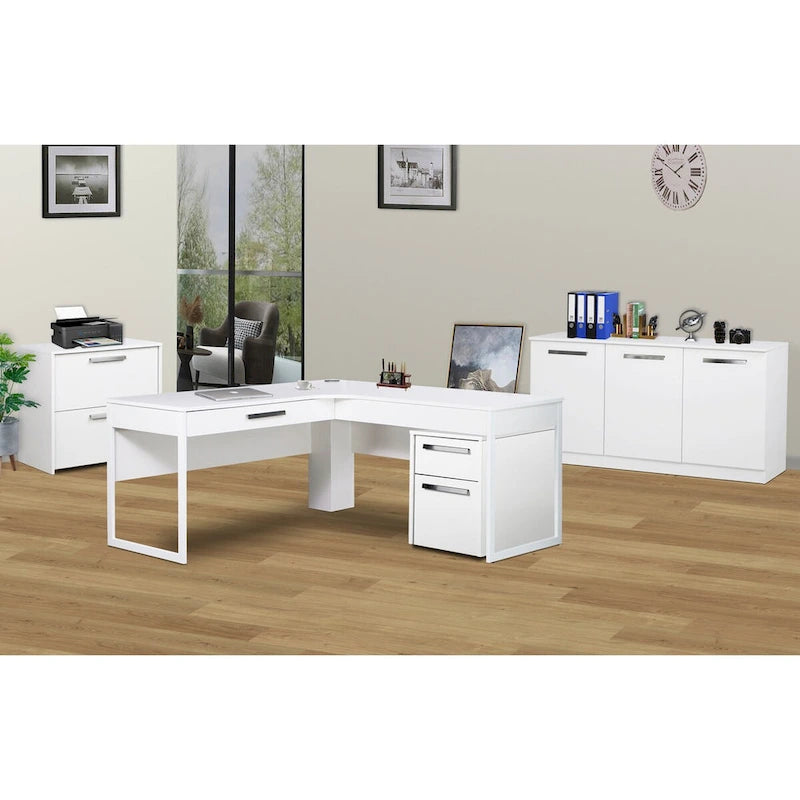 Saint Birch Miami White Wood Grain 3-Door Contemporary Credenza File Cabinet
