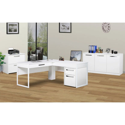Saint Birch Miami White Wood Grain 3-Door Contemporary Credenza File Cabinet
