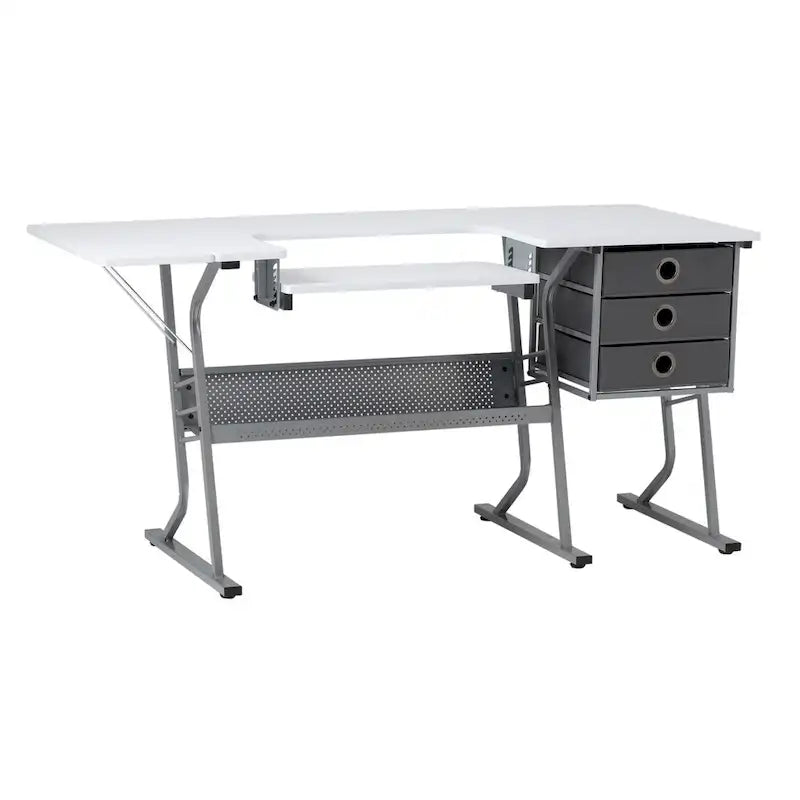 Eclipse Ultra Grey and White Wood Top Sewing Table