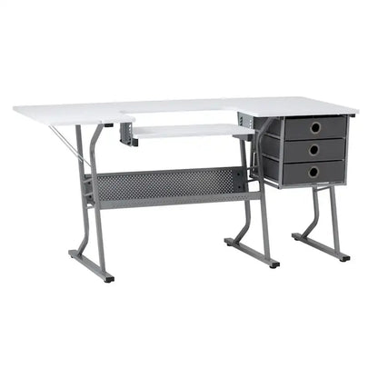 Eclipse Ultra Grey and White Wood Top Sewing Table