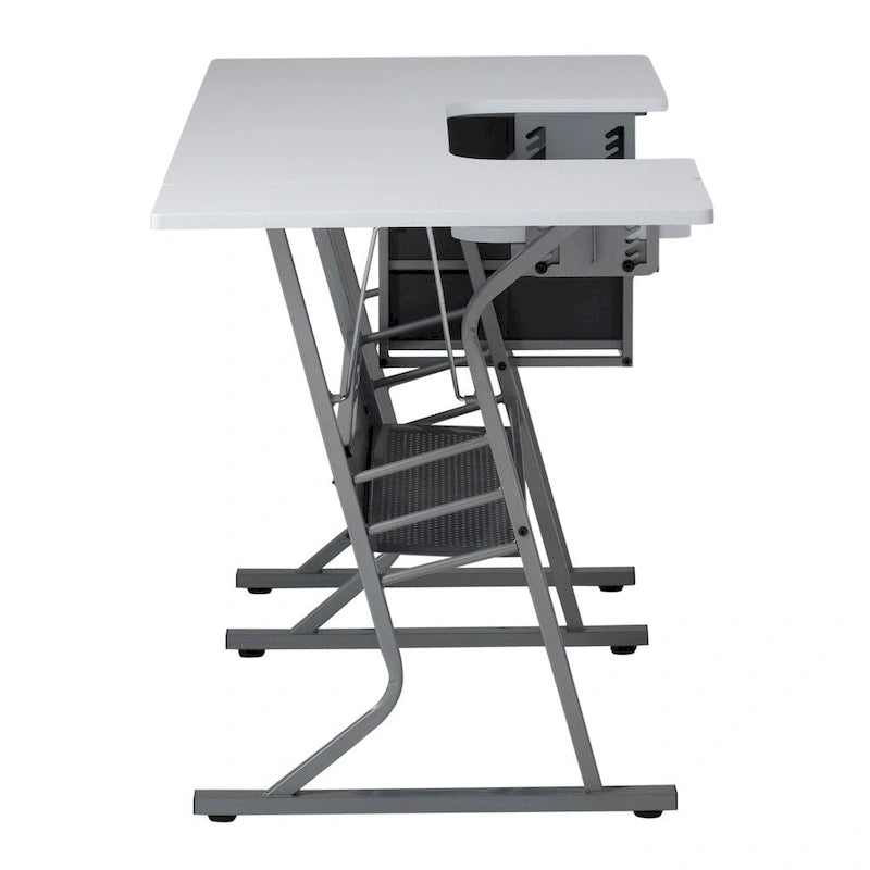 Eclipse Ultra Grey and White Wood Top Sewing Table