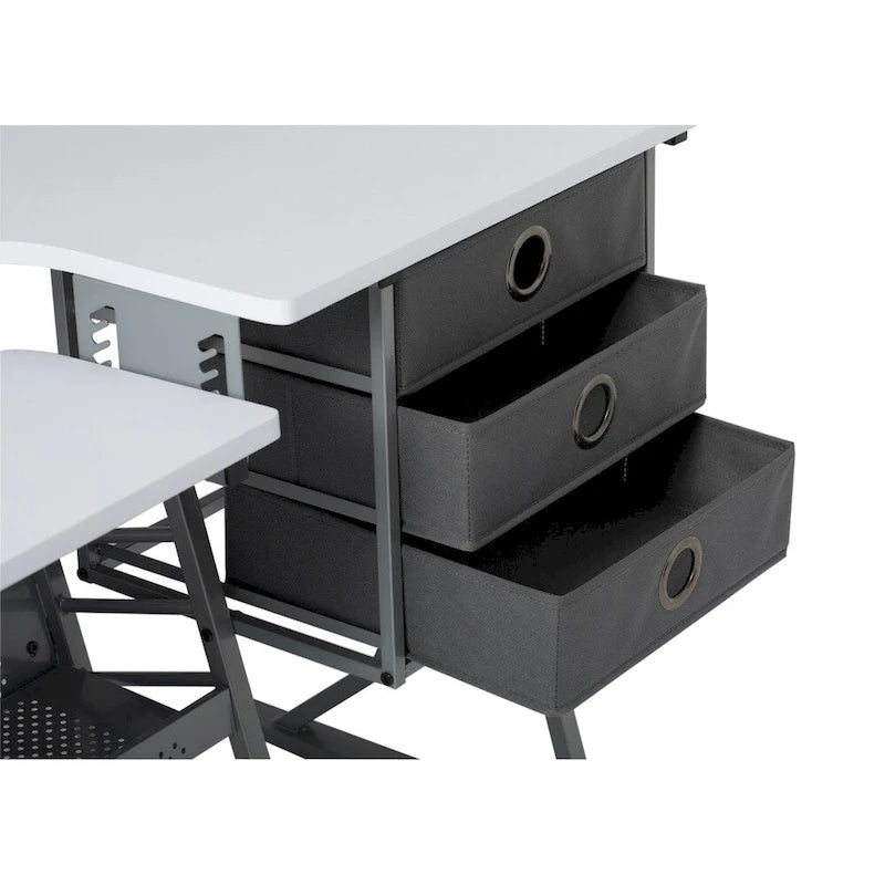 Eclipse Ultra Grey and White Wood Top Sewing Table