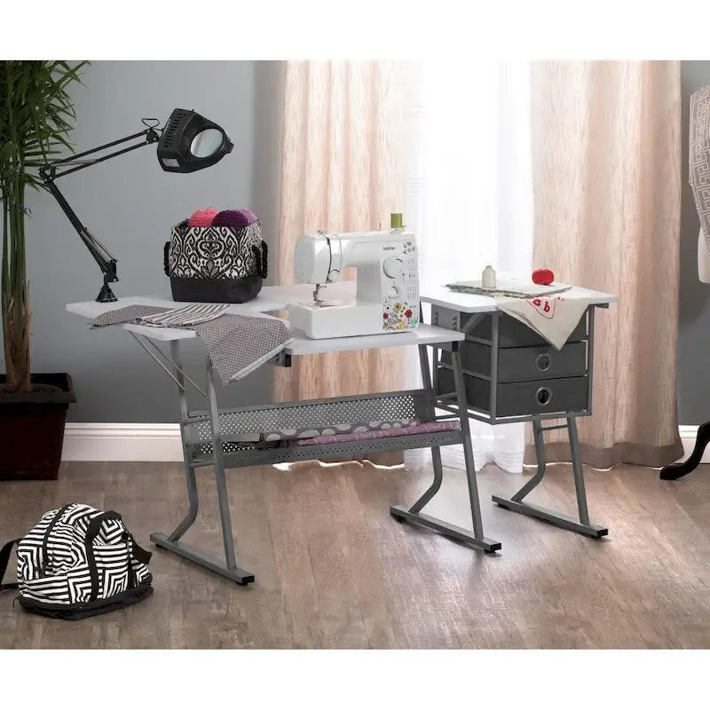 Eclipse Ultra Grey and White Wood Top Sewing Table