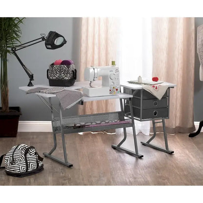 Eclipse Ultra Grey and White Wood Top Sewing Table