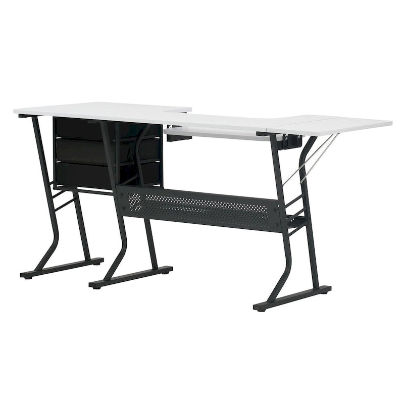 Eclipse Ultra Grey and White Wood Top Sewing Table