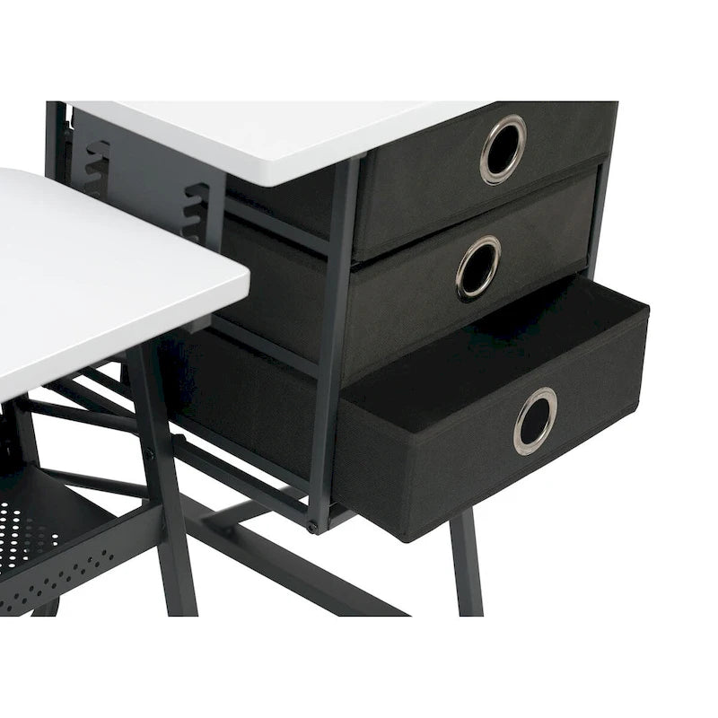 Eclipse Ultra Grey and White Wood Top Sewing Table