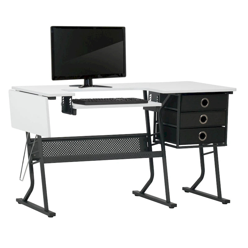 Eclipse Ultra Grey and White Wood Top Sewing Table