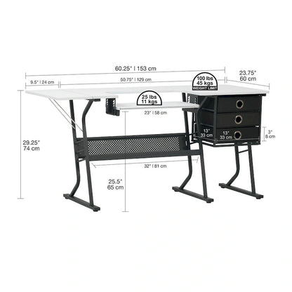 Eclipse Ultra Grey and White Wood Top Sewing Table