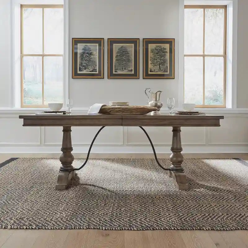 Americana Farmhouse Dusty Taupe Trestle Table