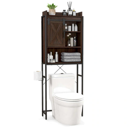 Over-The-Toilet Storage Cabinet Bathroom w/ Sliding Barn Door
