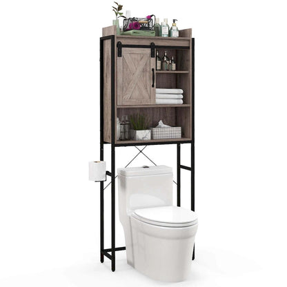Over-The-Toilet Storage Cabinet Bathroom w/ Sliding Barn Door
