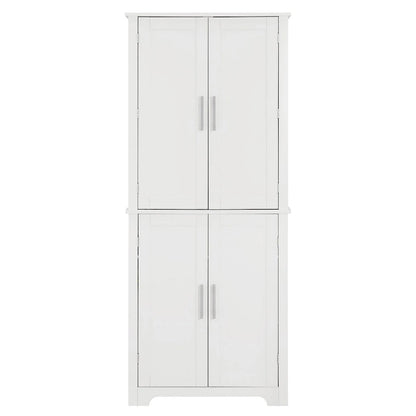 67 Tall MDF 4-door Bathroom Storage Cabinet with Adjustable Shelves - 28 X 67