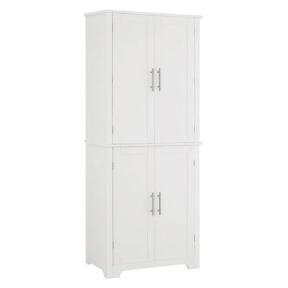 67 Tall MDF 4-door Bathroom Storage Cabinet with Adjustable Shelves - 28 X 67