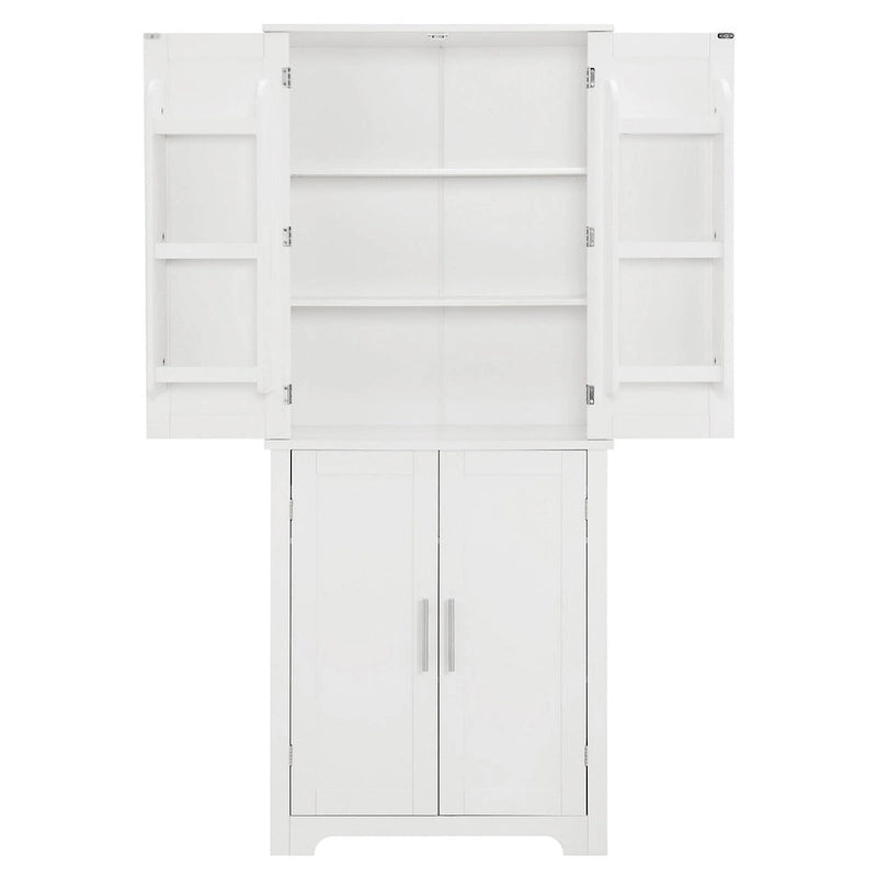 67 Tall MDF 4-door Bathroom Storage Cabinet with Adjustable Shelves - 28 X 67