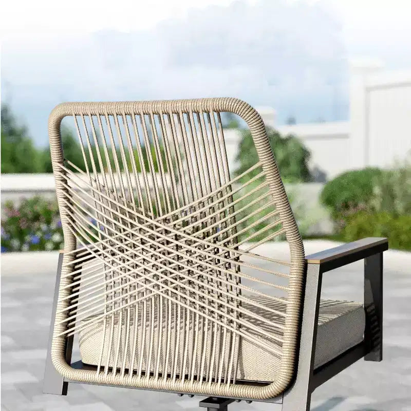 Captiva Designs – Ensemble de salle à manger d'extérieur 9 pièces, table rectangulaire en acier et chaises en osier fixes avec coussins épais