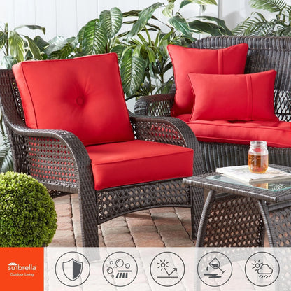 Ensemble de deux coussins d'extérieur haut de gamme Sunbrella pour assise profonde