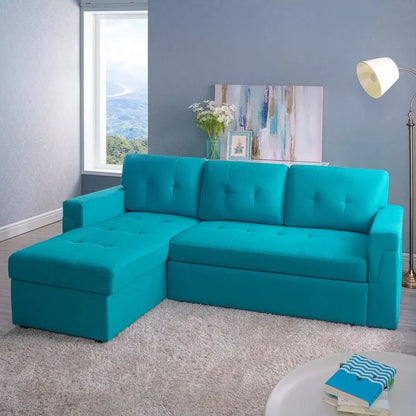 Perry Modern Reversible Sleeper Sectional Sofa with Storage Chaise, Pullout Sleeper Sofa Couch Bed for Living Room