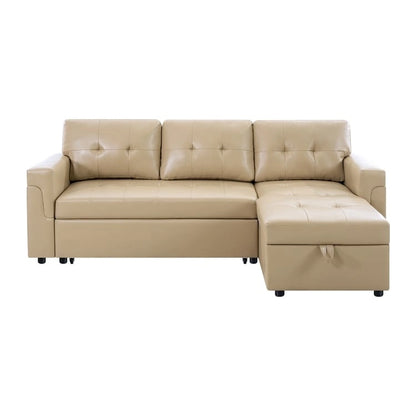 Perry Modern Reversible Sleeper Sectional Sofa with Storage Chaise, Pullout Sleeper Sofa Couch Bed for Living Room