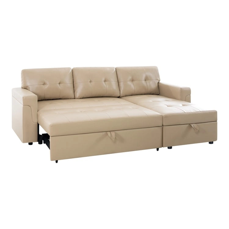 Perry Modern Reversible Sleeper Sectional Sofa with Storage Chaise, Pullout Sleeper Sofa Couch Bed for Living Room
