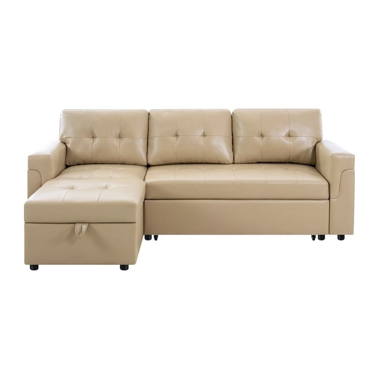 Perry Modern Reversible Sleeper Sectional Sofa with Storage Chaise, Pullout Sleeper Sofa Couch Bed for Living Room
