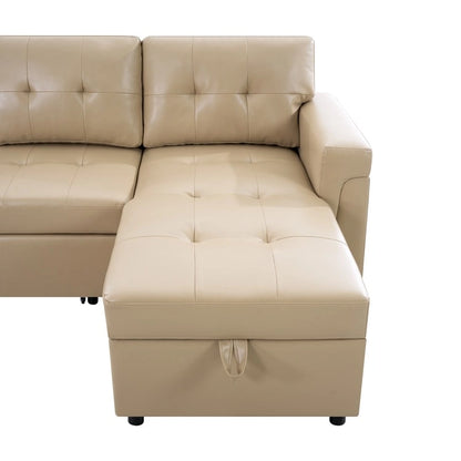 Perry Modern Reversible Sleeper Sectional Sofa with Storage Chaise, Pullout Sleeper Sofa Couch Bed for Living Room