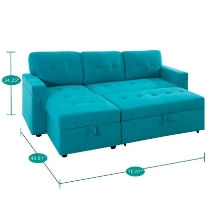 Perry Modern Reversible Sleeper Sectional Sofa with Storage Chaise, Pullout Sleeper Sofa Couch Bed for Living Room