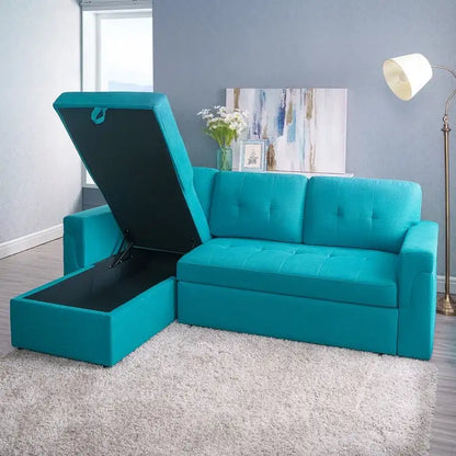Perry Modern Reversible Sleeper Sectional Sofa with Storage Chaise, Pullout Sleeper Sofa Couch Bed for Living Room