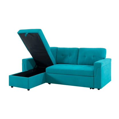 Perry Modern Reversible Sleeper Sectional Sofa with Storage Chaise, Pullout Sleeper Sofa Couch Bed for Living Room