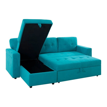 Perry Modern Reversible Sleeper Sectional Sofa with Storage Chaise, Pullout Sleeper Sofa Couch Bed for Living Room