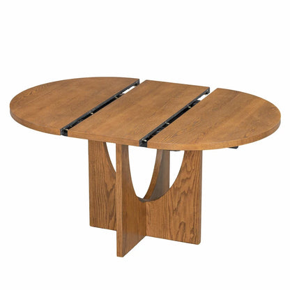 Modern 5-Piece Round Dining Set with 16.2 Removable Leaf