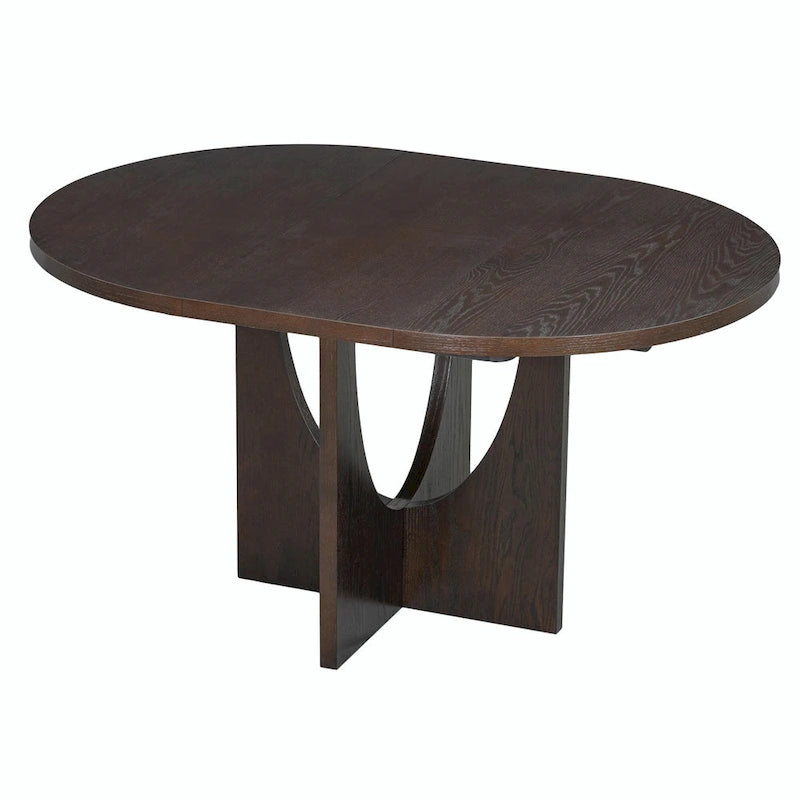 Modern 5-Piece Round Dining Set with 16.2 Removable Leaf