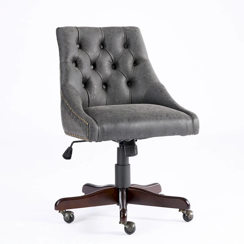 Medieval Retro Style Sheepskin Pattern Fabric Home Office Chair with Lift,Swivel and Recline Functions