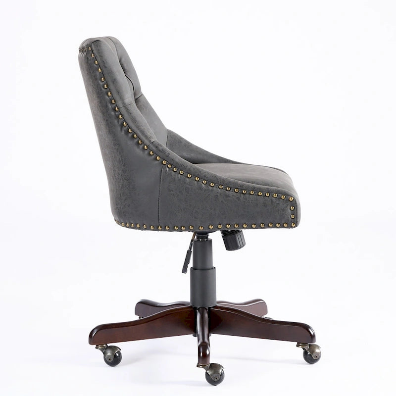 Medieval Retro Style Sheepskin Pattern Fabric Home Office Chair with Lift,Swivel and Recline Functions