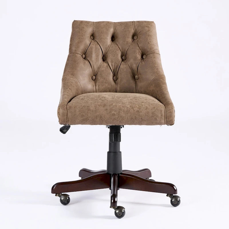 Medieval Retro Style Sheepskin Pattern Fabric Home Office Chair with Lift,Swivel and Recline Functions