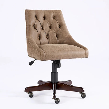 Medieval Retro Style Sheepskin Pattern Fabric Home Office Chair with Lift,Swivel and Recline Functions
