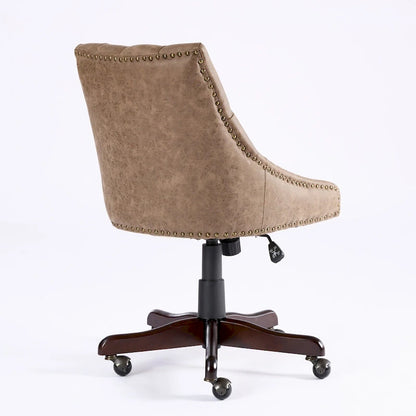 Medieval Retro Style Sheepskin Pattern Fabric Home Office Chair with Lift,Swivel and Recline Functions
