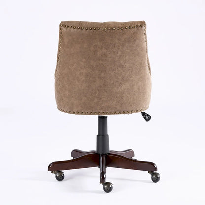Medieval Retro Style Sheepskin Pattern Fabric Home Office Chair with Lift,Swivel and Recline Functions