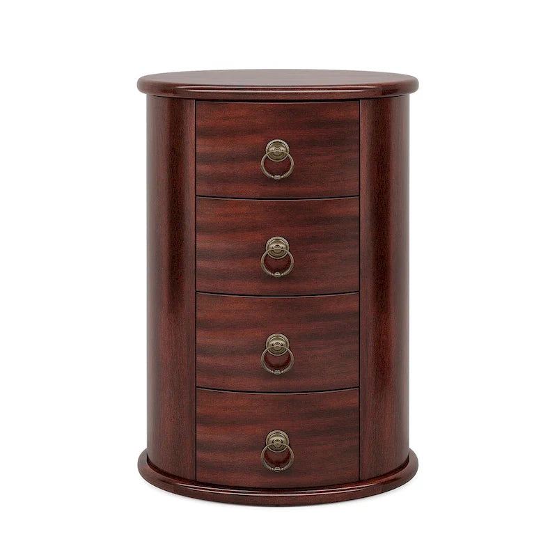 Table d'appoint ronde en bois massif, sans assemblage, avec tiroirs, style vintage