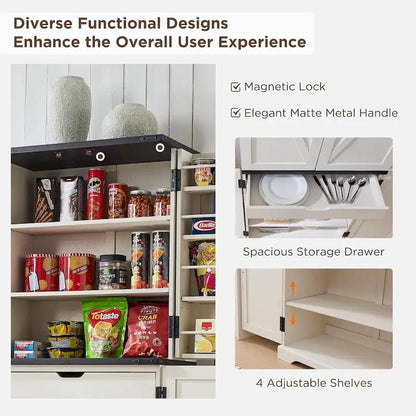 72 Garde-manger de cuisine de style campagnard, armoire de rangement avec portes coulissantes de grange - N/A