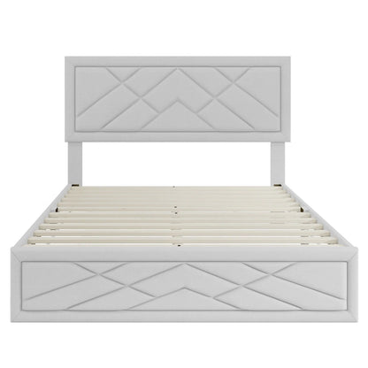 Lit plateforme Queen avec tête de lit et cadre de rangement